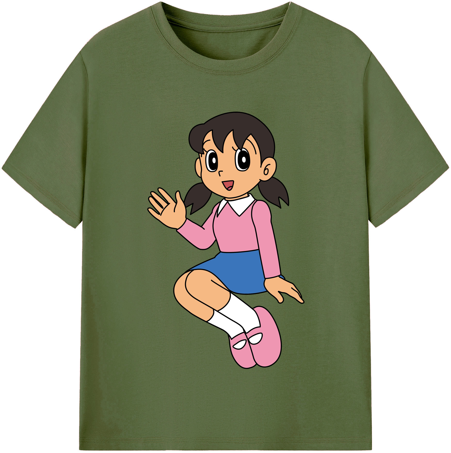 （画像用） ドラえもん みなもと しずか Doraemon Shizuka Minamoto 綿100％半袖Tシャツ（フロントプリント）